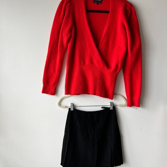 Red Something Navy Wool Sweater with Shoulder Detail - Picture 4 of 4